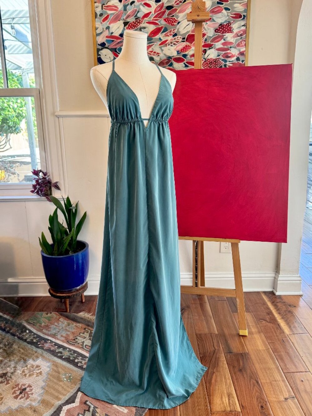 Goddess Maxi Dress Triangle-Top Slip Gown